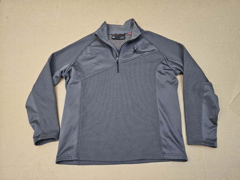 Spyder Athletic Mens XL Gray Mock Neck Pullover 1/4 Zip Fleece Lined Gray
